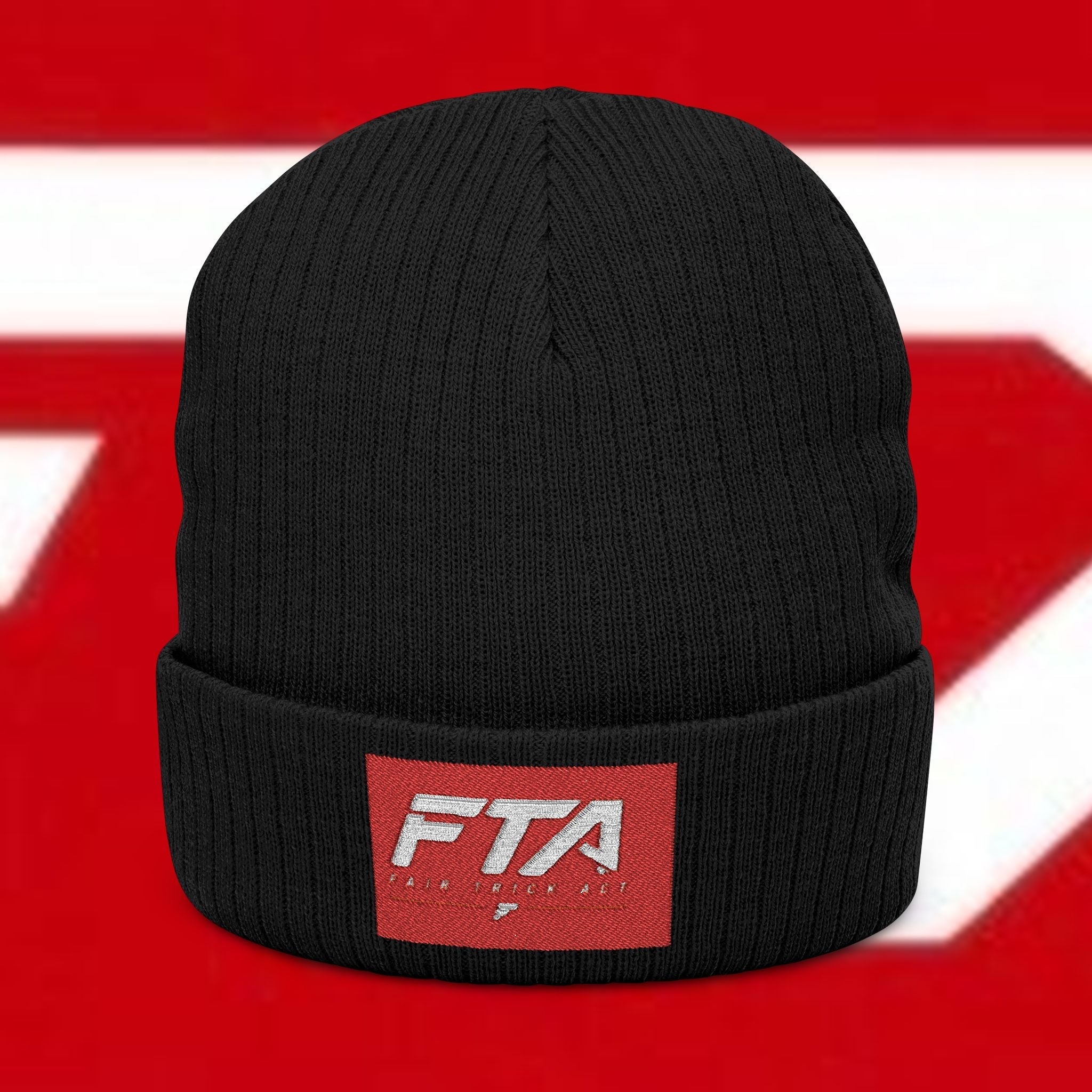 Fair Trick Act Ribbed Knit Beanie (Embroidery)