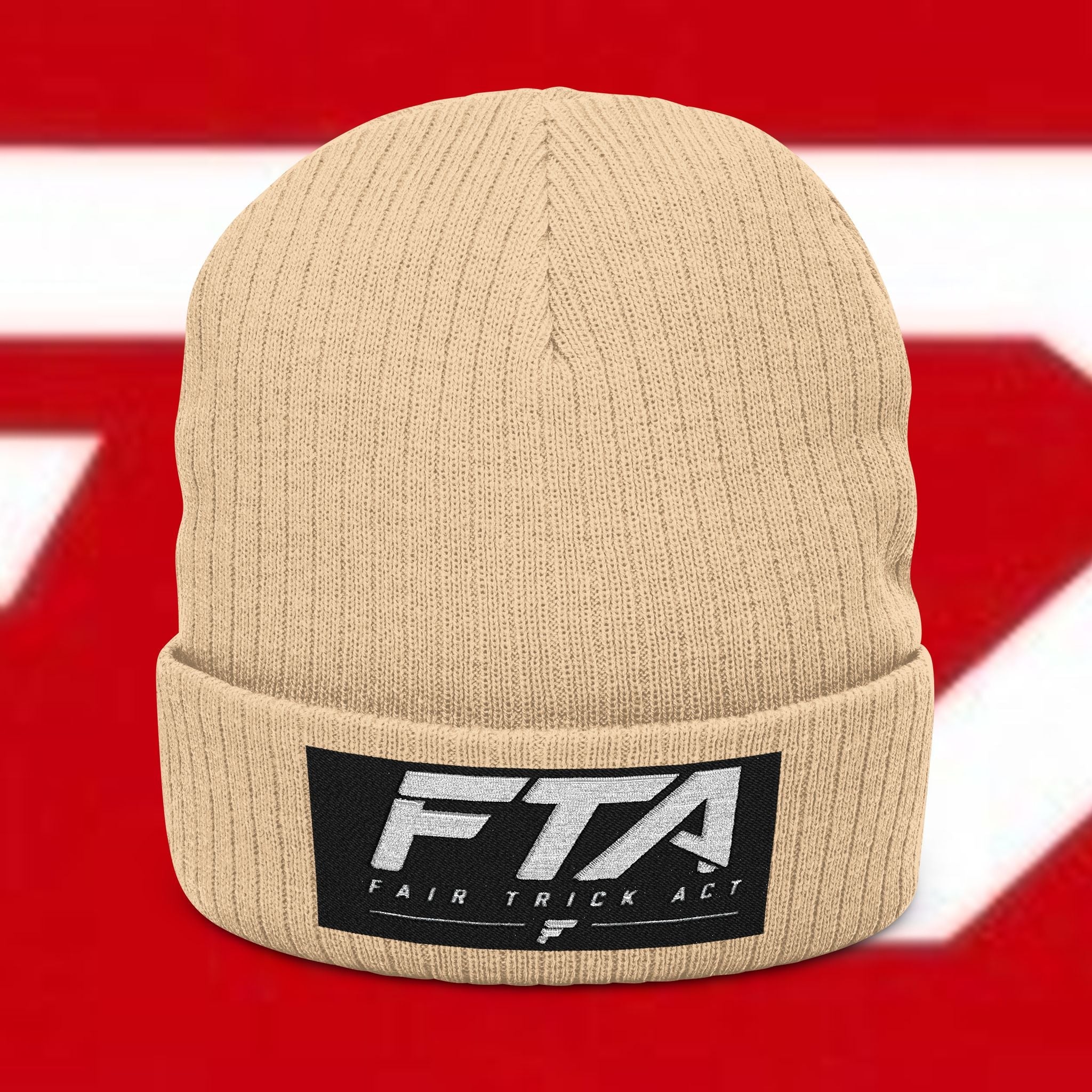Fair Trick Act Ribbed Knit Beanie (Embroidery)