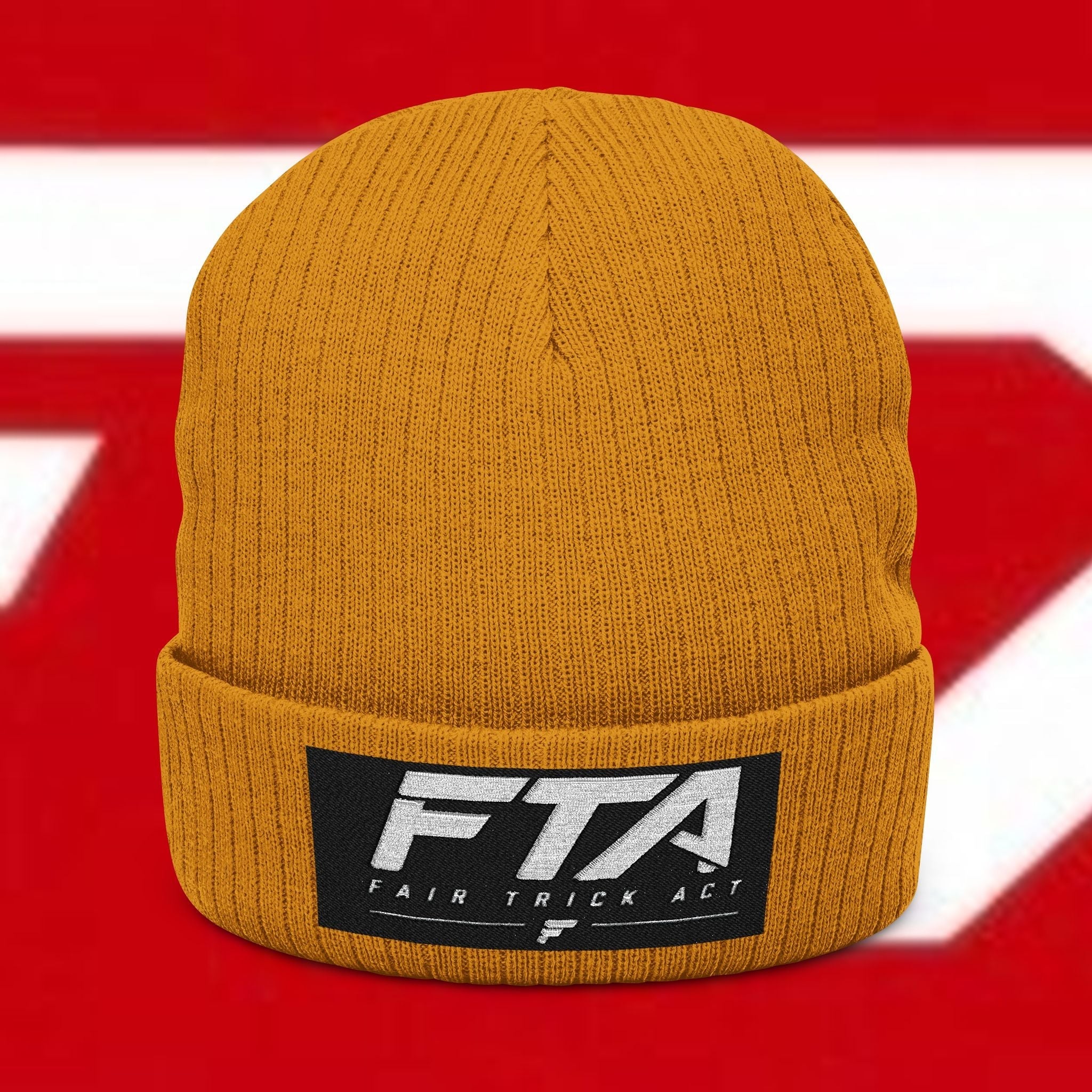 Fair Trick Act Ribbed Knit Beanie (Embroidery)