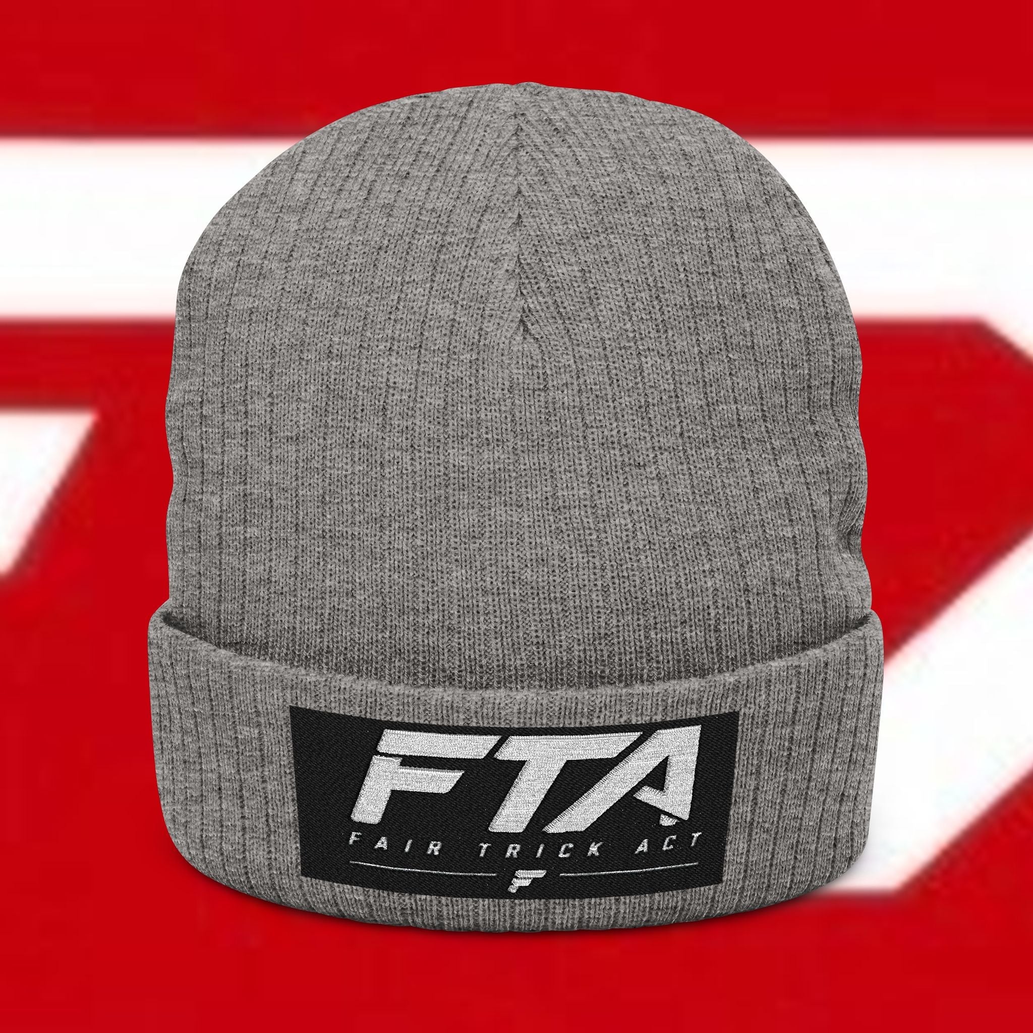 Fair Trick Act Ribbed Knit Beanie (Embroidery)