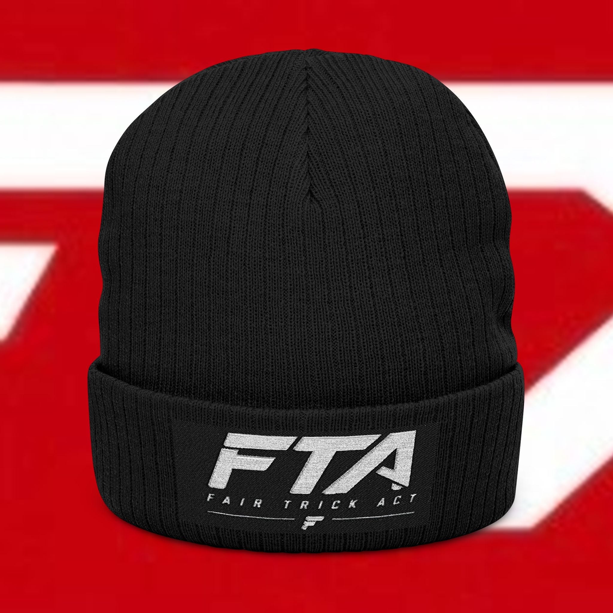 Fair Trick Act Ribbed Knit Beanie (Embroidery)